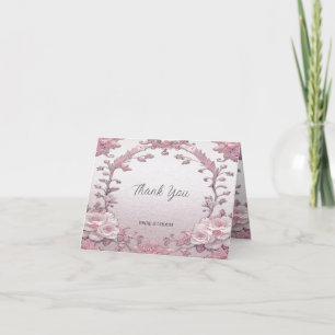 Unique Pink Floral Thank You Card