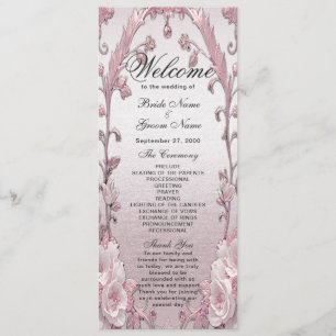 Unique Pink Floral Wedding Program