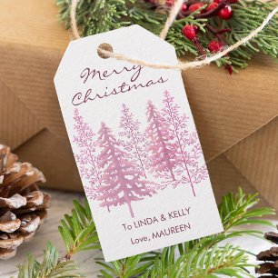 Unique Pink Flowering Trees Christmas Gift Tags