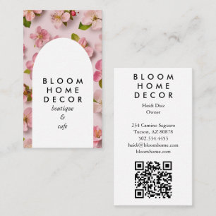 Unique Pink Flowers Photography QR Code Arch Business Card