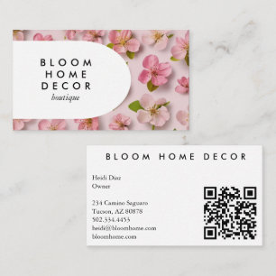 Unique Pink Flowers Photography QR Code Arch Business Card