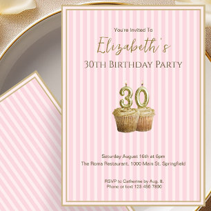 Unique Pink Gold 30th Birthday Invitation For Her