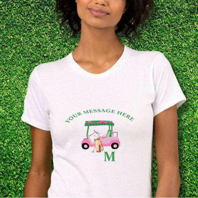 Unique Pink Golf Cart Monogram Bella+Canvas T-Shirt (Creator Uploaded)