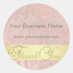 Unique Pink Marble Gold Business Thank You Classic Round Sticker