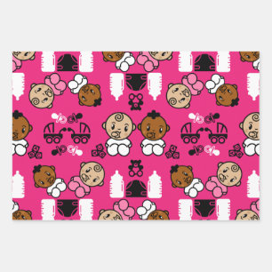 Unique Pink New Baby Gift Wrapping Paper Sheet