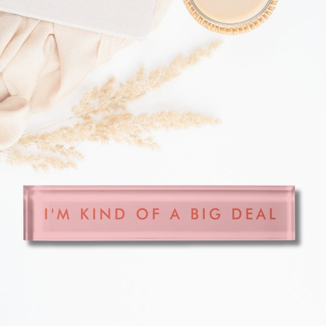 Unique Pink Novelty Funny Desk Name Plate (Unique Pink and Red Bold Colorful Fun Desk Nameplate
)