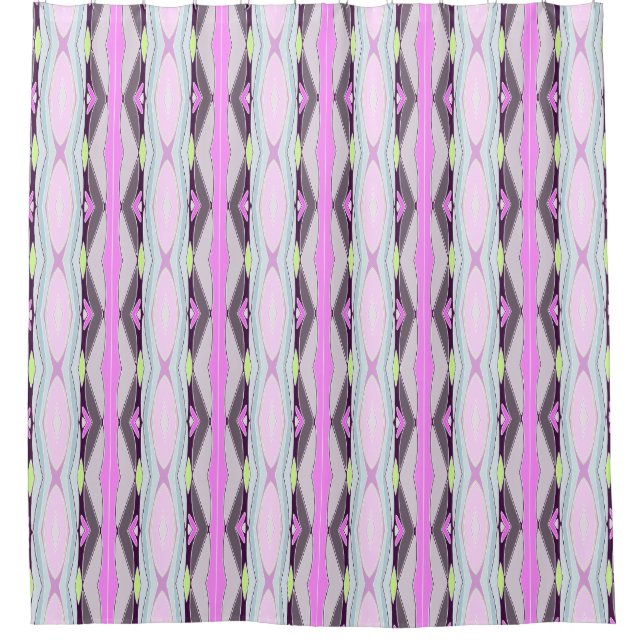 Unique Pink Pattern Shower Curtain (Front)