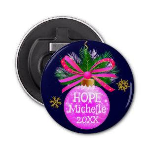 Unique Pink Ribbon Bauble Bottle Opener