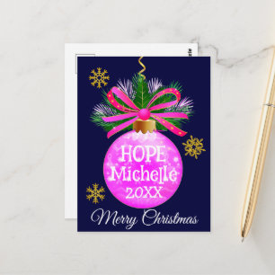 Unique Pink Ribbon Bauble Postcard