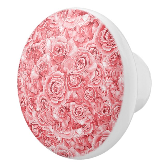 Unique Pink Rose Ceramic Knob (Right)