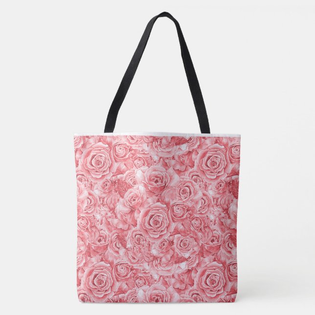 Unique Pink Rose Large Tote (Front)