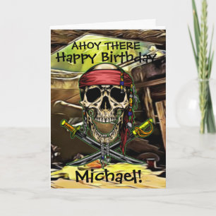 Unique Pirate Skull Birthday Card