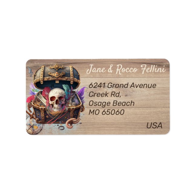 Unique pirate theme artsy custom address label (Front)