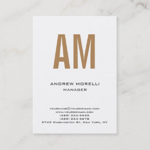 Unique plain simple white monogram business card