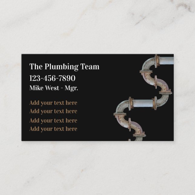 Unique Plumber Service Business Cards (Front)