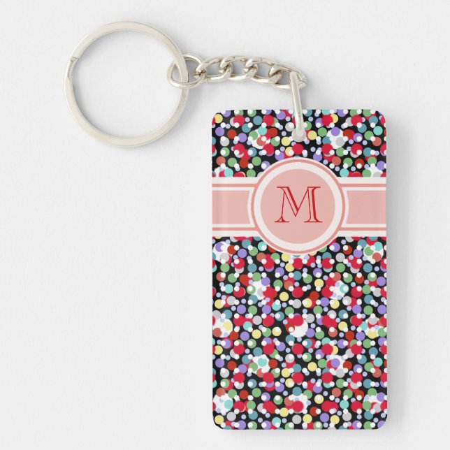 unique polka dots girly monogram key ring (Front)