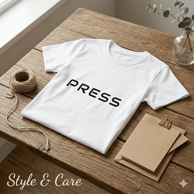 Unique PRESS Text Tee with Minimalist Design (Unique PRESS Text Tee with Minimalist Design)