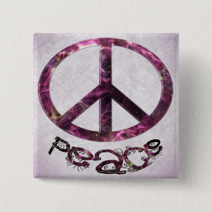 Unique Pretty Peace Sign 15 Cm Square Badge
