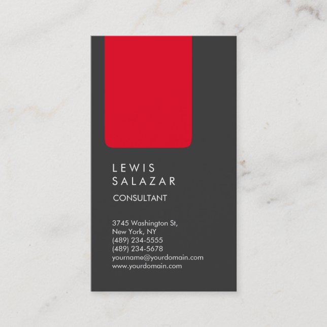 Unique Professional Grey Red Stripe Business Card (Front)