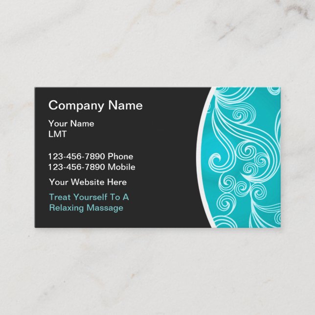 Unique Professional Massage Business Cards (Front)