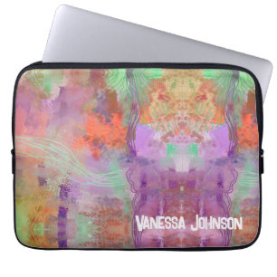 Unique psychedelic abstract personal mint green  laptop sleeve