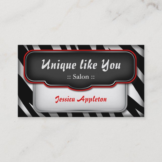 Unique "Puffy" Zebra Print Business Cards (Front)