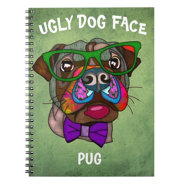 Unique Pug in Sunglasses ugly dog face Notebook (Front)