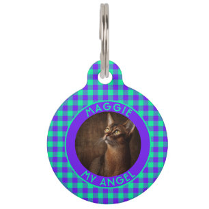 Unique Puppy Gift Gingham Print Pet Tag