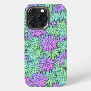 Unique Purple and Green Flowers iPhone 13 Pro Case