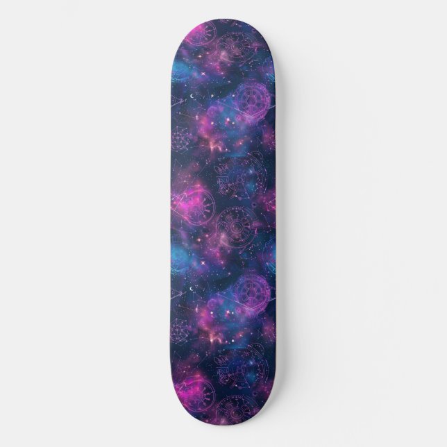 Unique Purple Astrology Design Skateboard (Front)