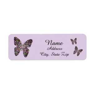 Unique Purple Mosaic Butterflies Beautiful Address Return Address Label