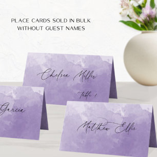 Unique Purple Watercolor Background Folded Place Card