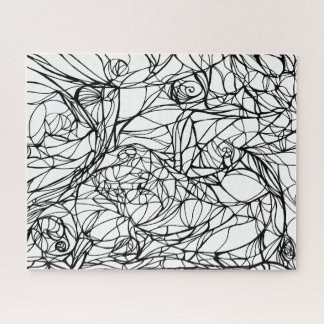 unique PUZZLE hand-drawn line art, colour this puz