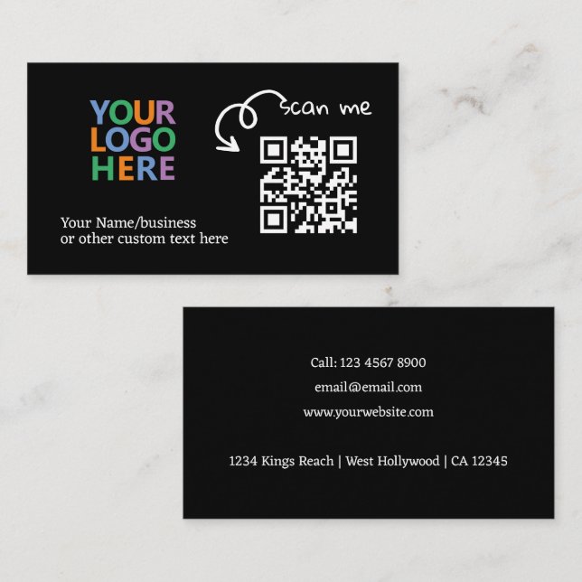 Unique QR code personalised scannable website Business Card (Front/Back)