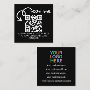 Unique QR code personalised scannable website Square Business Card