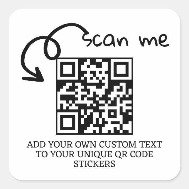 Unique QR code personalised scannable website Square Sticker (Front)
