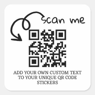 Unique QR code personalised scannable website Square Sticker
