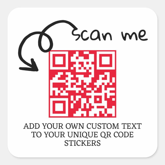 Unique QR code personalised scannable website Square Sticker (Front)