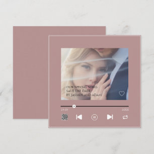 Unique QR Rose Gold Couple Love Wedding Song Save The Date