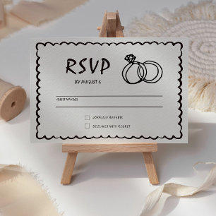 Unique Quirky Hand Drawn Retro Wedding RSVP Card