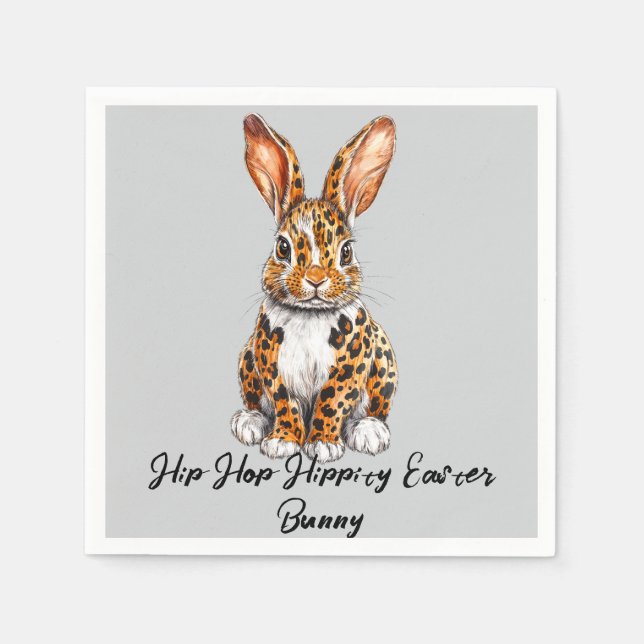 Unique Rabbit with Spotted Leopard Napkin (Front)
