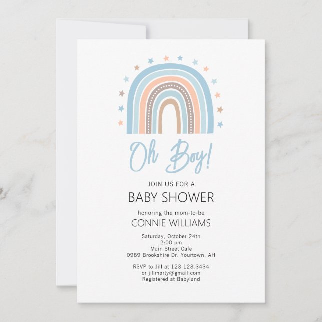 Unique Rainbow Baby Shower Invitation It's a boy (Front)