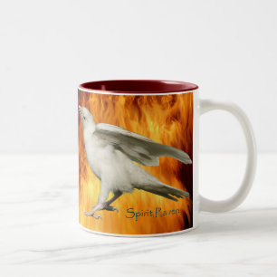 Unique Rare White Raven Photo & Flames Mug