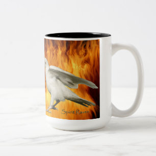 Unique Rare White Raven Photo & Flames Mug