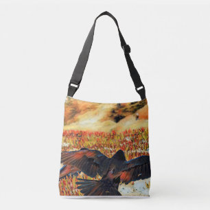Unique Raven wings crossbody handbag