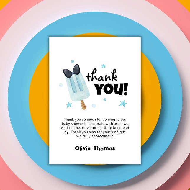 Unique Ready To Pop Bow Ice Cream Baby Shower  Thank You Card (Unique Ready To Pop Bow Ice Cream Baby Shower Thank You Card)