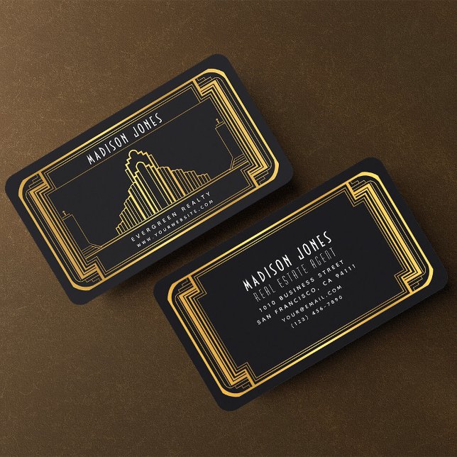 Unique Real Estate Agent Art Deco Business Business Card (Creator Uploaded)
