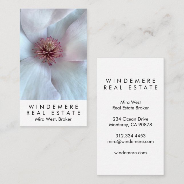 Unique Real Estate Agent Broker Magnolia Flower  Business Card (Front/Back)