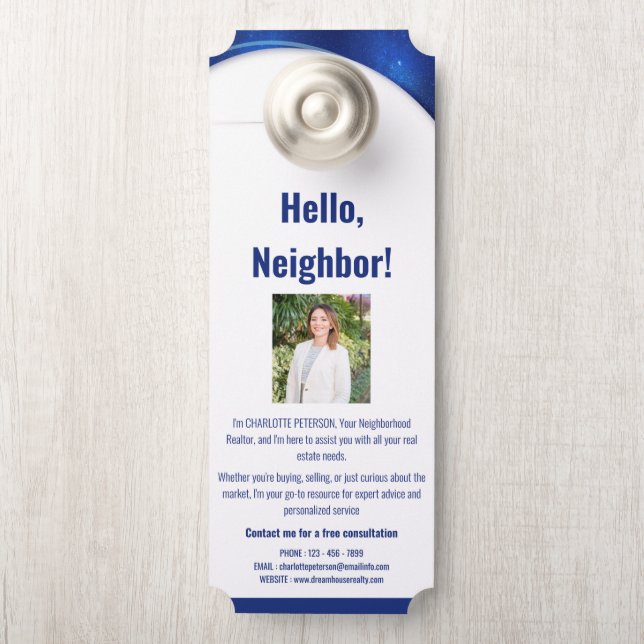 Unique Real Estate Agent Introduction  Door Hanger (On Knob)