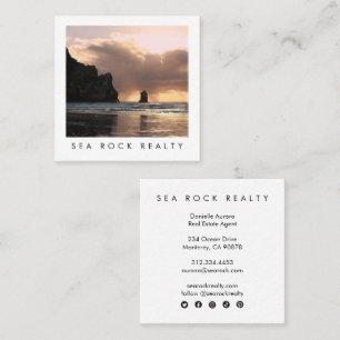 Unique Real Estate Agent Rocks Ocean Beach Photo Square Business Card